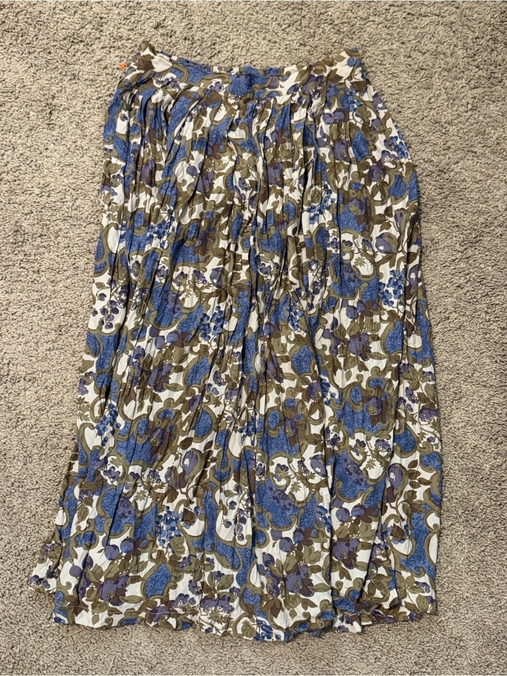 Laura Ashley Blue and Olive Floral Maxi Skirt